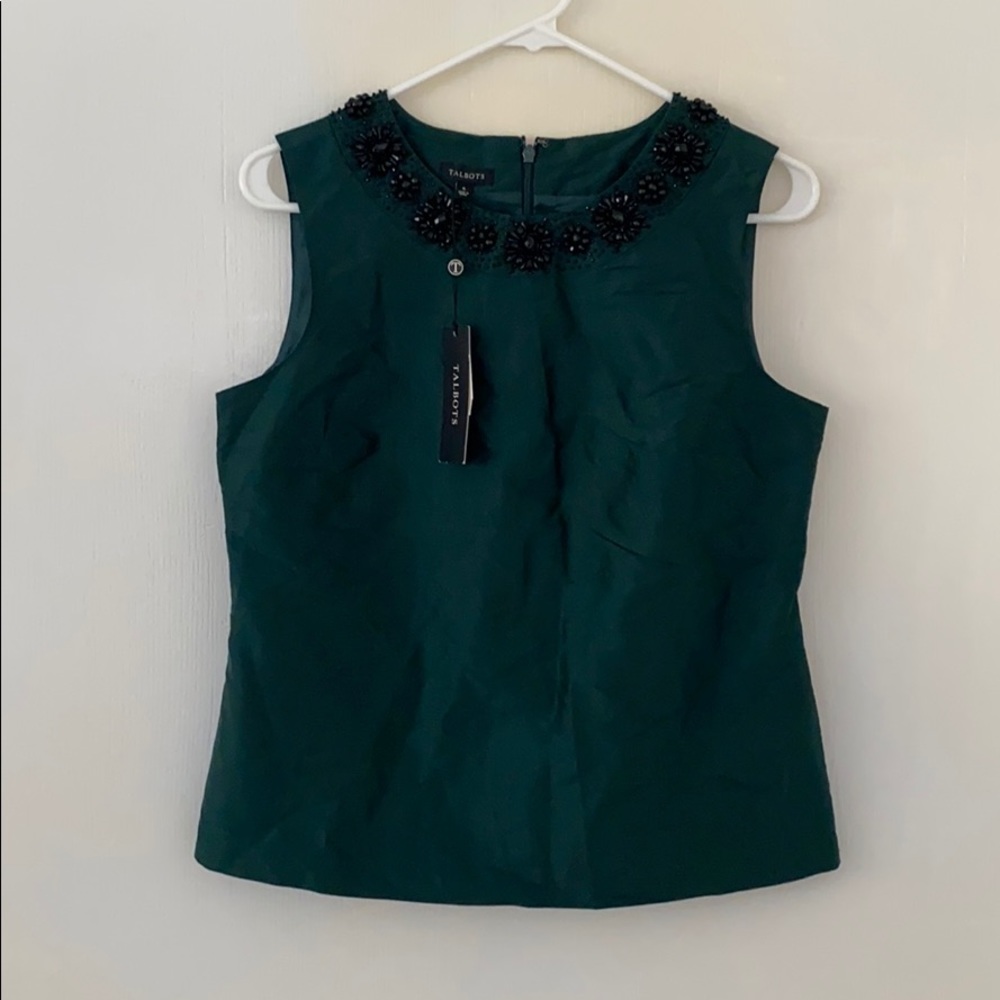Sleeveless lined silk blouse - jade